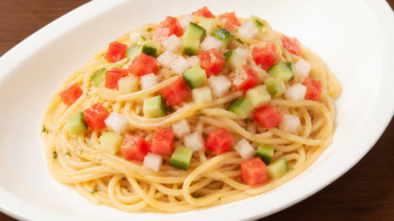 夏野菜の和風ラビゴットソース-パスタ